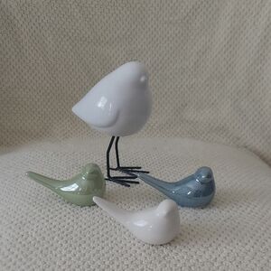 Ceramic Bird White, Green, Blue